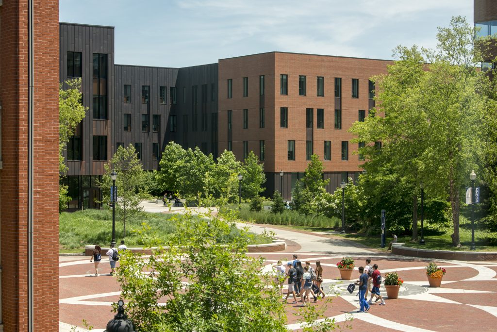 Fairfield Way with Susan V. Herbst Hall in the background.